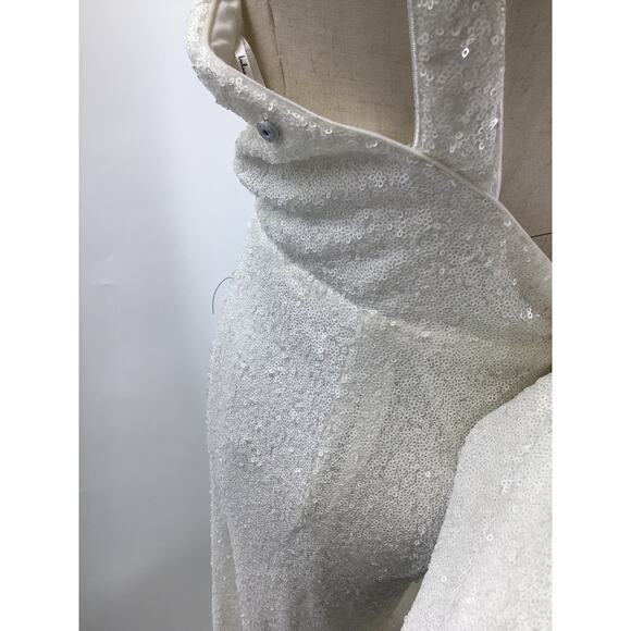 LULU'S XL Feeling Sparkly White Sequin Bow Backlesss Wide-Leg Jumpsuit NEW B120 - Picture 4 of 12